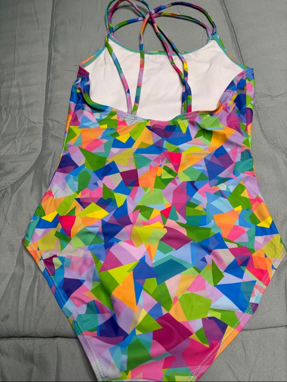 Kids Multi-Color Geometric One-Piece Swimsuit - Picture 2 of 3